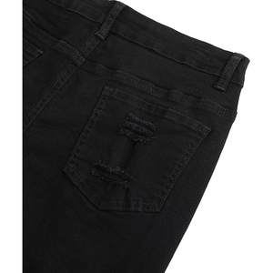 Shorts de Mezclilla Negros de Cintura Alta para Mujer, Estilo Casual de Verano, Desgastados y Rotos, con Botones al Frente, ODM OEM - Product Image 4