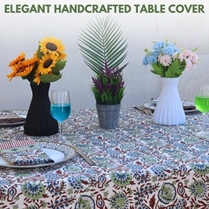Elegant Handmade Cotton Table Cloth with Lace Border Luxury Style Dining Table Cover for Kitchen Event Decor Low Price Available - Product Image 3