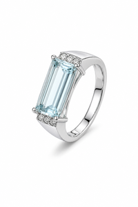 แหวนอะความารีนและเพชรเงินแท้ 925 - Product Image 6
