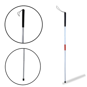 <b>Blind</b> <b>Stick</b> White with Black and Red Grip Portable Walking Aid for Vision Impaired Users - Product Image 3