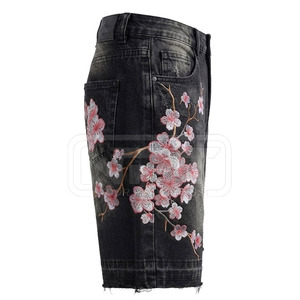Premium Cotton Rhinestone Distressed Jeans <b>Shorts</b> Casual Summer Loose Fit Denim <b>Shorts</b> For <b>Men</b> - Product Image 3