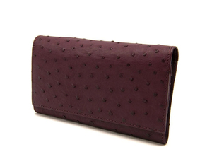 Portefeuille long pour femme en cuir véritable à motif d'autruche, fermeture pliante, style minimaliste, marron, doux, pour un usage quotidien - Product Image 4