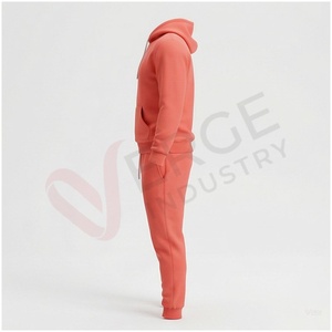 Ensemble de survêtement corail pour homme, manches longues, à capuche, avec cordon de serrage, couleur unie, respirant, coupe décontractée, pour l'automne - Product Image 3