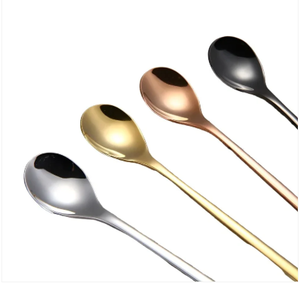 Cuchara de mango largo de acero inoxidable para mezclar café, té, cócteles, helados y postres, elegante cuchara agitadora de mango largo - Product Image 3