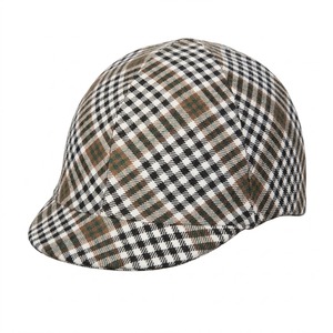 Housse de casque d'équitation en nylon à carreaux verts OEM avec pompons (tailles personnalisables) - Product Image 3