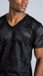 เสื้อตาข่ายซิปสูงสำหรับผู้ชาย โพลีเอสเตอร์ 100% แห้งเร็ว เสื้อยืดตาข่ายแบบแห้งสำหรับผู้ชาย เสื้อเจอร์ซีย์ตาข่ายแบบแห้งสำหรับผู้ชาย ปรับแต่งได้ - Product Image 3