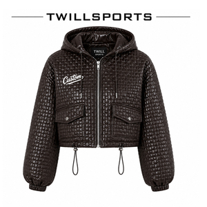 High Quality Women's Genuine Leather <b>Jacket</b> Resilient Material Quilted PU Leather Hooded <b>Jacket</b> Short Puff Sleeve Stylish <b>Jacket</b> - Product Image 1