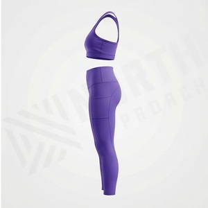 Custom Wholesale Women High Waist <b>Seamless</b> <b>Leggings</b> Sports Bra Set Stretchy 2 Piece Yoga Gym Fitness Wear Apparels - Product Image 3