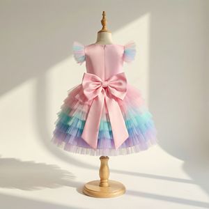 Vestido de Fiesta de Princesa Ecológico de Lujo, Sin Mangas, Hasta el Tobillo, para Cumpleaños, Boda, Niña de las Flores, con Tul de Unicornio en Tonos Pastel - Product Image 4