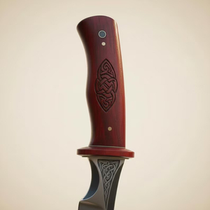 Couteau de chasse artisanal en acier J2 de 12 pouces, lame noircie, manche en bois orné - Product Image 4