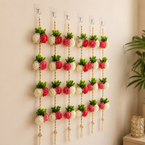 Guirnalda de Rosas Artificiales con Cuentas de Perlas para Colgar en la Pared, Decoración para Puerta, Boda, Diwali, Hogar - Product Image 5