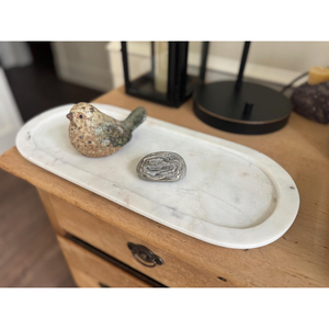 <b>White</b> Marble Tray with Curved Edges Elegant Serving Tray Luxury Marble Platter Decorative Home Decor Tray Hotel Supplies - Product Image 4