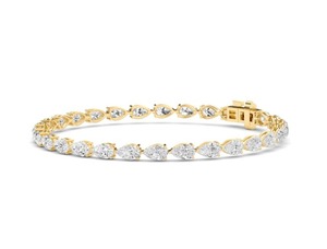 Bracelet tennis en diamants de laboratoire en forme de poire, 5,61 carats au total, 7 pouces, or jaune 9 carats - Product Image 6