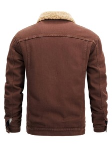 High Quality Denim <b>Jacket</b> Men Sherpa Lining Winter <b>Warm</b> Jeans Fashion Classic Slim Denim <b>Jacket</b> Casual Windproof Thick Cotton - Product Image 3