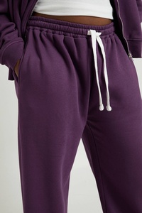 2026 Autumn Winter Women Wide Leg Pants Wholesale Activewear <b>Drawstring</b> Waist Bottom Organic Cotton Jogging <b>Trouser</b> - Product Image 3