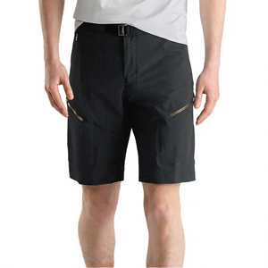 Shorts Bermuda pour homme, bleu uni, séchage rapide, taille mi-haute, coupe décontractée avec poches et fermeture boutonnée - Product Image 4