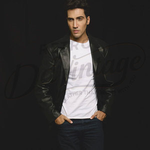 Blazer en cuir noir pour homme, coupe ajustée, en véritable peau de mouton, veste décontractée pour affaires, deux boutons, vêtement d'extérieur formel - Product Image 1