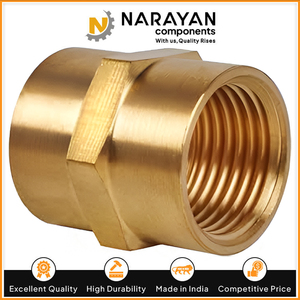 ข้อต่อท่ออุตสาหกรรมแรงดันสูงแบบเกลียว NPT ตัวเมีย หกเหลี่ยม ชุบทองเหลือง - Product Image 4