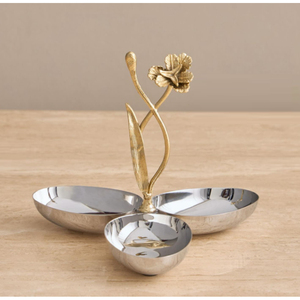Ensemble de service de luxe fait main pour trois types de noix, avec poignée pilier texturée or abstrait, en acier inoxydable moderne, et plateau à apéritifs compartimenté - Product Image 5