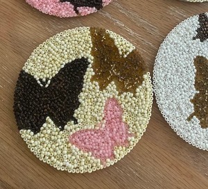 Handmade Eco-Friendly Luxury Customizable Seed <b>Bead</b> & Cotton <b>Coasters</b> Set of 4 Butterfly Designs by Whimsy Art Craft - Product Image 6