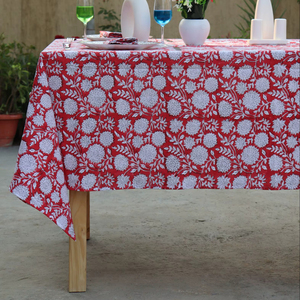 Mantel Rectangular de Algodón con Estampado Floral Hecho a Mano en India, Venta al por Mayor, para Decoración de Mesa, Regalo de Inauguración de Casa - Product Image 1