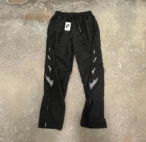 กางเกงแทร็คพิมพ์ลายเปลวไฟสีเหลือง สตรีทแวร์ จ็อกเกอร์ น้ำหนักเบา เอวยางยืด ผ้าไนลอน ผลิตตามสั่ง - Product Image 2