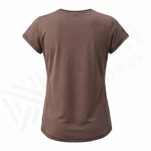 Camisetas de cuello redondo elegantes y de calidad para mujer, de manga corta, a la venta, personalizadas, lisas, de poliéster, ropa de moda. - Product Image 2