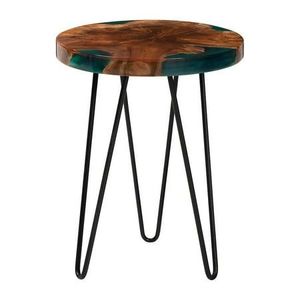Mesa de Centro Moderna Redonda de Madera y Resina Epoxi, Hecha a Mano, Ecológica, para Sala de Estar, Sofá, Hoteles y Uso en Exteriores - Product Image 1