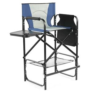4 Sedie da Campeggio Portatili con Portabicchieri Integrati e Tavolino Laterale - Altezza 79 cm e Altezza Bar - Product Image 3