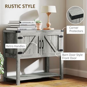 Mobiletto Bar Caffè a Doppia Anta Grigio Pietra Stile Rustico, Mobile da Cucina Indipendente con Ripiano Inferiore per Ingresso e Soggiorno - Product Image 5