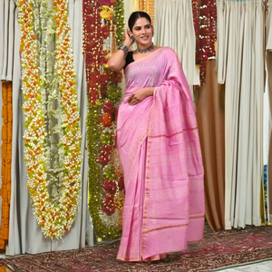 Sari de Seda Chanderi Pura con Textura Suave para Uso Festivo - Product Image 1