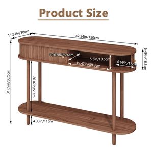Consolle Moderna Scanalata con Anta Scorrevole a Doghe, Tavolo Stretto da Ingresso con Contenitore per Divano e Soggiorno - Product Image 2