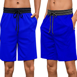 Shorts Bermuda pour hommes, couleur unie, séchage rapide, avec cordon de serrage, poches, vêtements de sport décontractés, options gris et noir - Product Image 3