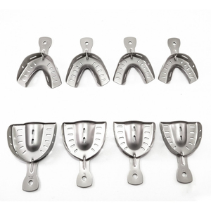 Ensemble professionnel de 8 porte-empreintes dentaires en acier inoxydable |   Kit de plateaux métalliques perforés réutilisables de qualité chirurgicale (S, M, L, XL) - Product Image 1