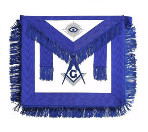 Delantal de cuero para maestro masón para uso en la Logia Azul, con compás cuadrados bordados, flecos y detalles con gemas, como también se puede usar como collar para mascotas. - Product Image 1