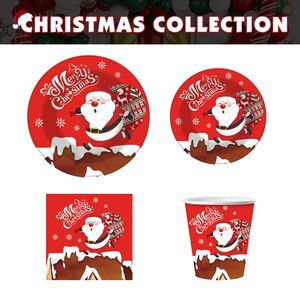 Ensemble de vaisselle jetable de noël 50pcs assiettes en papier serviettes tasse décorations de Table pour 10 fournitures de fête de vacances de noël - Product Image 4