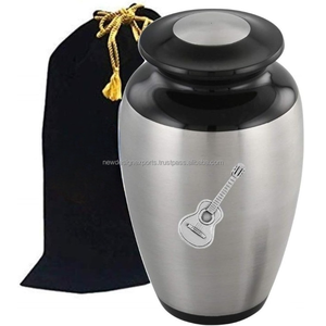 Urne funéraire pour adultes en métal fabriqué à la main pour guitares à cendres-Fournitures funéraires armoriées - Product Image 1