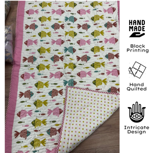 Edredón para Bebé Hecho a Mano con Estampado de Bloques, Algodón Suave, Reversible, Ligero, Relleno Hipoalergénico, para el Hogar, Viajes y Regalos - Product Image 2
