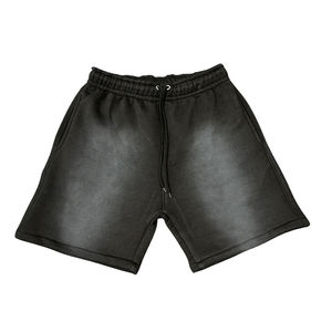 Shorts en coton épais délavé à l'acide, effet soleil, 100 % coton, vente en gros, personnalisés, imprimés en relief, shorts de survêtement usés pour hommes - Product Image 2