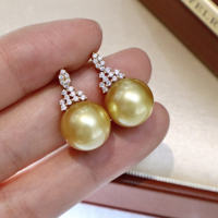Anting-anting berlian mutiara laut selatan emas alami berlapis emas berkilau perhiasan mewah uniseks trendi pesta elegan pengantin
