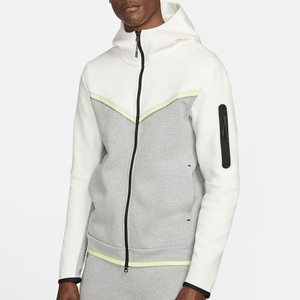 <b>Men's</b> Color Block Hooded <b>Sweatshirt</b> Regular Fit Zipper Front Casual <b>Grey</b> White Fleece Autumn Wear - Product Image 3
