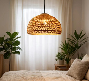Handwoven Rattan Pendant Lamp Bamboo Wicker Hanging Light Boho <b>Ceiling</b> Lamp Kitchen Island Bedroom Lighting Supplier - Product Image 4