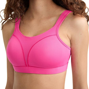 Lightweight Women's Sports <b>Bra</b> Medium Support <b>Racerback</b> Scoop Neck Breathable Mesh Fitness Workout Top Solid Color Front Logo - Product Image 4