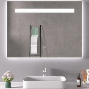 Miroir de salle de bain LED carré moderne en verre avec capteur tactile et éclairage de vanité rétroéclairé pour anniversaire - Product Image 3