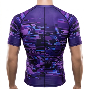 Men Long Sleeve <b>Compression</b> <b>Shirt</b> Purple <b>Black</b> Digital Camo Gym Fitness Running Training Sportswear Performance Base Layer - Product Image 4