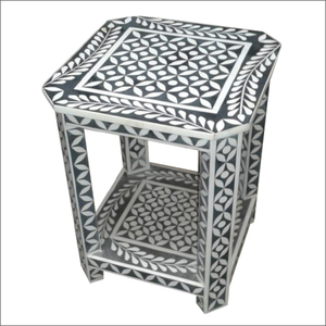 Tabouret en os incrusté fait main avec coussin floral, chaise de coiffeuse, tabouret en nacre, pouf d'appoint, meuble pour chambre et salon - Product Image 3