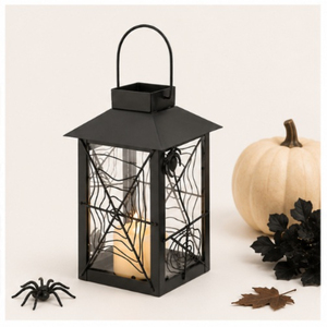 Wholesale Decorative Halloween Metal <b>Lantern</b> Spider Web Punch Detail for Spooky Indoor Outdoor Home Decor and Party Supplies - Product Image 4