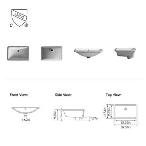 Lavabo en céramique NV2289F de taille jumbo 1000X420X235mm, imperméable, anti-fuite, de qualité supérieure, adapté aux familles - Product Image 2