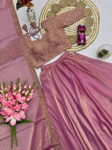 Lehenga Choli de Diseño Pakistaní para Damas de Honor, para Bodas, Fiestas y Eventos, Hecho con Tela de Seda y Algodón, para Usar en Fiestas - Product Image 6