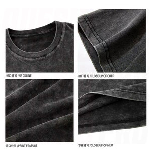 Vintage Heavyweight 100% Cotton Drop Shoulder Oversize T Shirt Acid Wash Long Length <b>Light</b> Bamboo Knitted Fabric Streetwear - Product Image 5